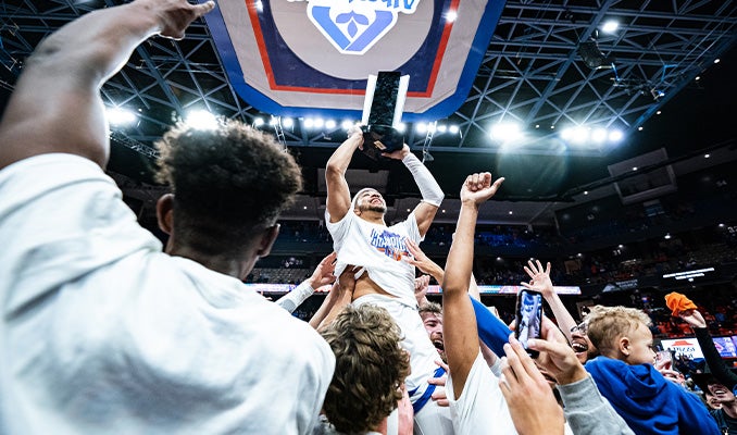 Boise State Men's Basketball Team Celebrates Mountain West Championship